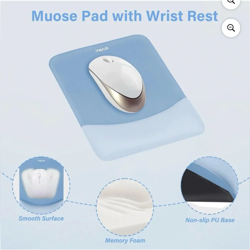 NWOT Mosiso Ergonomic Mouse Pad w/ Wrist Rest Memory Foam Mouse Mat Blue